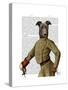 Greyhound Fencer Dark Portrait-Fab Funky-Stretched Canvas