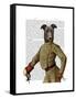 Greyhound Fencer Dark Portrait-Fab Funky-Framed Stretched Canvas