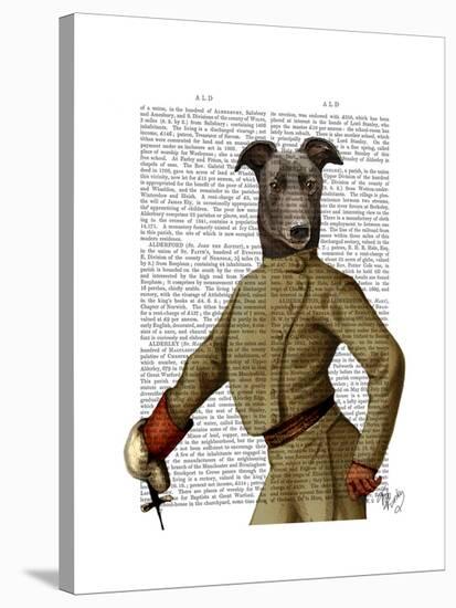 Greyhound Fencer Dark Portrait-Fab Funky-Stretched Canvas