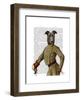 Greyhound Fencer Dark Portrait-Fab Funky-Framed Art Print