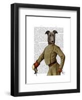 Greyhound Fencer Dark Portrait-Fab Funky-Framed Art Print