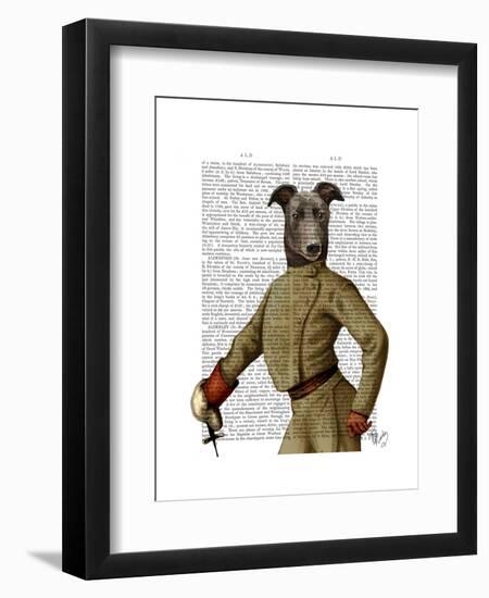 Greyhound Fencer Dark Portrait-Fab Funky-Framed Art Print