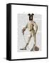 Greyhound Fencer in Cream Full-Fab Funky-Framed Stretched Canvas