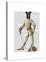 Greyhound Fencer in Cream Full-Fab Funky-Stretched Canvas