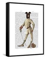 Greyhound Fencer in Cream Full-Fab Funky-Framed Stretched Canvas