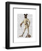 Greyhound Fencer in Cream Full-Fab Funky-Framed Art Print