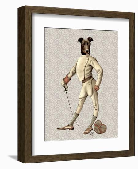 Greyhound Fencer in Cream Full-Fab Funky-Framed Art Print