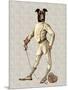 Greyhound Fencer in Cream Full-Fab Funky-Mounted Art Print