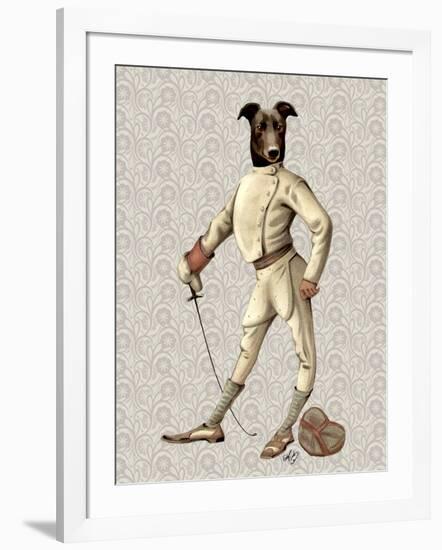 Greyhound Fencer in Cream Full-Fab Funky-Framed Art Print