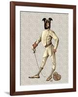 Greyhound Fencer in Cream Full-Fab Funky-Framed Art Print