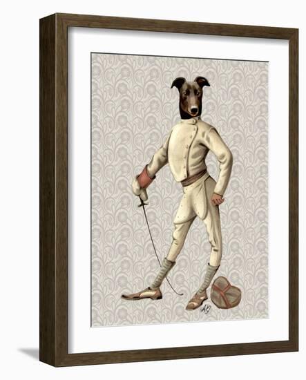 Greyhound Fencer in Cream Full-Fab Funky-Framed Art Print