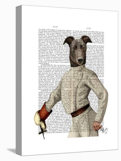 Greyhound Fencer in Cream Portrait-Fab Funky-Stretched Canvas