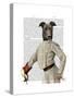 Greyhound Fencer in Cream Portrait-Fab Funky-Stretched Canvas