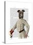 Greyhound Fencer in Cream Portrait-Fab Funky-Stretched Canvas