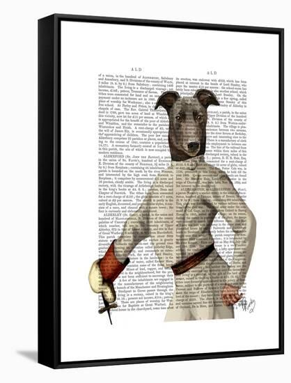 Greyhound Fencer in Cream Portrait-Fab Funky-Framed Stretched Canvas