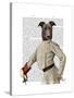 Greyhound Fencer in Cream Portrait-Fab Funky-Stretched Canvas