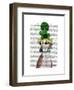 Greyhound in Green Knitted Hat-Fab Funky-Framed Art Print