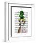 Greyhound in Green Knitted Hat-Fab Funky-Framed Art Print