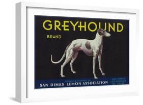 Greyhound Lemon Label - San Dimas, CA-Lantern Press-Framed Art Print