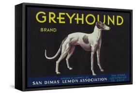 Greyhound Lemon Label - San Dimas, CA-Lantern Press-Framed Stretched Canvas