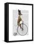 Greyhound on Black Penny Farthing Bike-Fab Funky-Framed Stretched Canvas