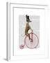 Greyhound on Red Penny Farthing Bike-Fab Funky-Framed Art Print