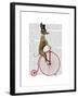 Greyhound on Red Penny Farthing Bike-Fab Funky-Framed Art Print