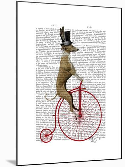 Greyhound on Red Penny Farthing Bike-Fab Funky-Mounted Art Print