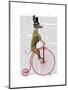 Greyhound on Red Penny Farthing Bike-Fab Funky-Mounted Art Print