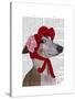 Greyhound with Red Woolly Hat-Fab Funky-Stretched Canvas