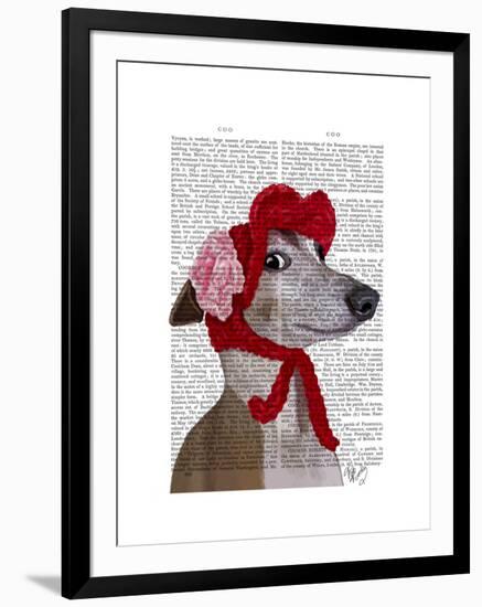 Greyhound with Red Woolly Hat-Fab Funky-Framed Art Print