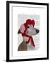 Greyhound with Red Woolly Hat-Fab Funky-Framed Art Print