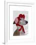 Greyhound with Red Woolly Hat-Fab Funky-Framed Art Print