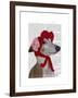 Greyhound with Red Woolly Hat-Fab Funky-Framed Art Print