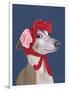 Greyhound with Red Woolly Hat-Fab Funky-Framed Art Print