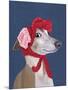 Greyhound with Red Woolly Hat-Fab Funky-Mounted Art Print