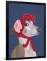 Greyhound with Red Woolly Hat-Fab Funky-Framed Art Print