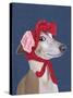 Greyhound with Red Woolly Hat-Fab Funky-Stretched Canvas