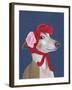 Greyhound with Red Woolly Hat-Fab Funky-Framed Art Print