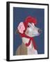 Greyhound with Red Woolly Hat-Fab Funky-Framed Art Print