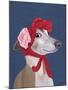 Greyhound with Red Woolly Hat-Fab Funky-Mounted Art Print