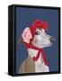 Greyhound with Red Woolly Hat-Fab Funky-Framed Stretched Canvas