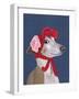 Greyhound with Red Woolly Hat-Fab Funky-Framed Art Print