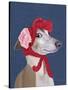 Greyhound with Red Woolly Hat-Fab Funky-Stretched Canvas