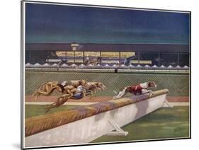 Greyhounds over Hurdles-null-Mounted Art Print