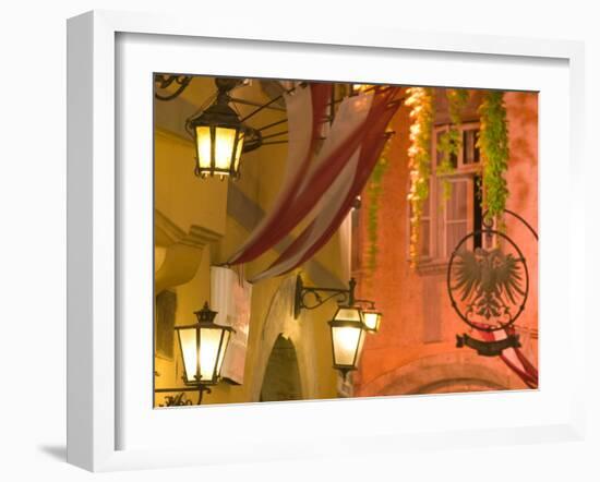 Griechengasse Cafe at Night, Vienna, Austria-Walter Bibikow-Framed Premium Photographic Print