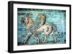 Griffin-Lion Relief in Glazed Brickwork, Achaemenid Period, Ancient Persia, 530-330 Bc-null-Framed Premium Photographic Print