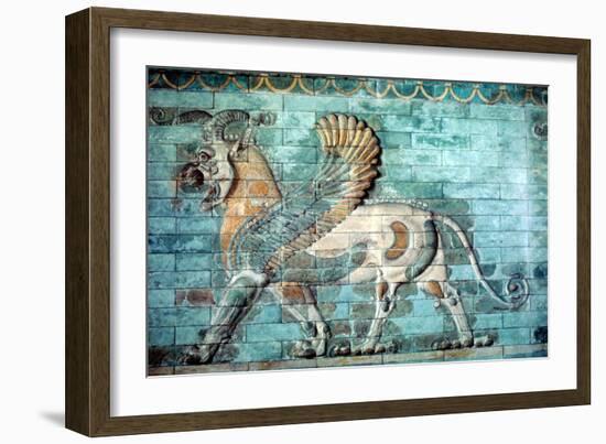 Griffin-Lion Relief in Glazed Brickwork, Achaemenid Period, Ancient Persia, 530-330 Bc-null-Framed Photographic Print