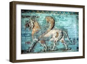 Griffin-Lion Relief in Glazed Brickwork, Achaemenid Period, Ancient Persia, 530-330 Bc-null-Framed Photographic Print