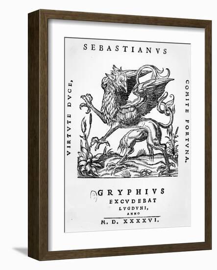 Griffin Printer's Emblem of Sebastianus Gryphius, Lyon, 1546 (Woodcut)-French-Framed Giclee Print